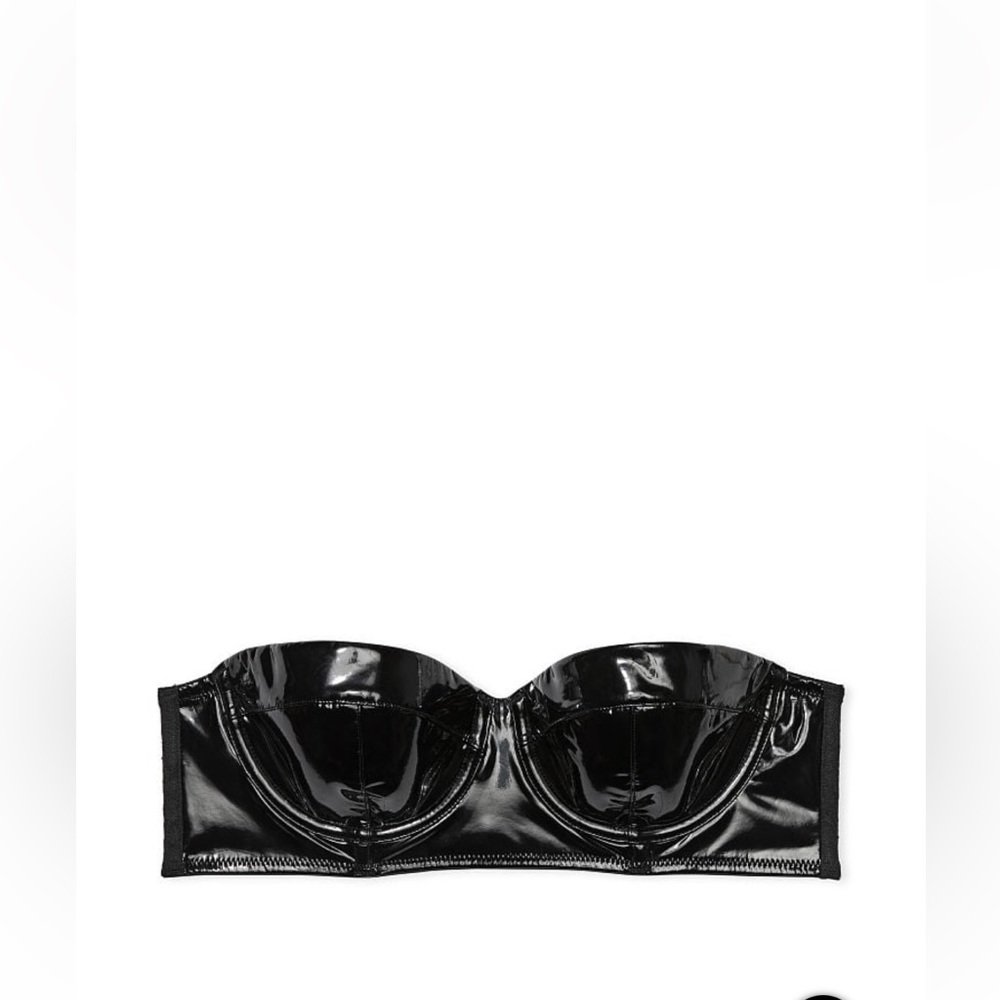 Faux Patent Leather Balconette Bra, Black, 36C, BRAND NEW, WITH TAGS.